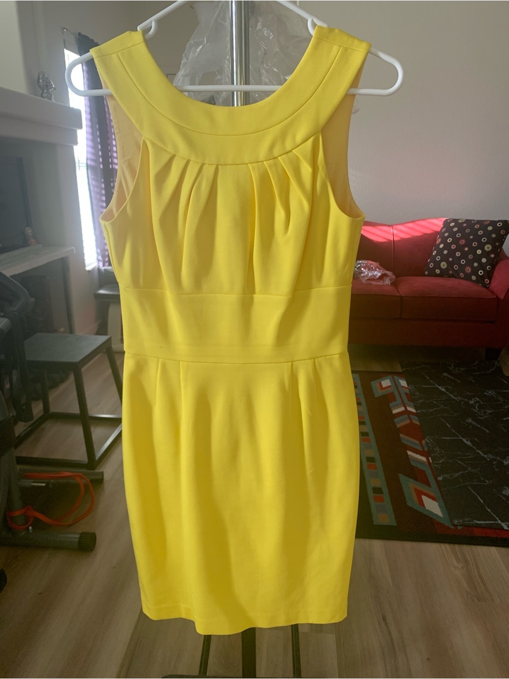 Trina Turk Yellow Sleeveless Pleated Sheath Dress Size 2